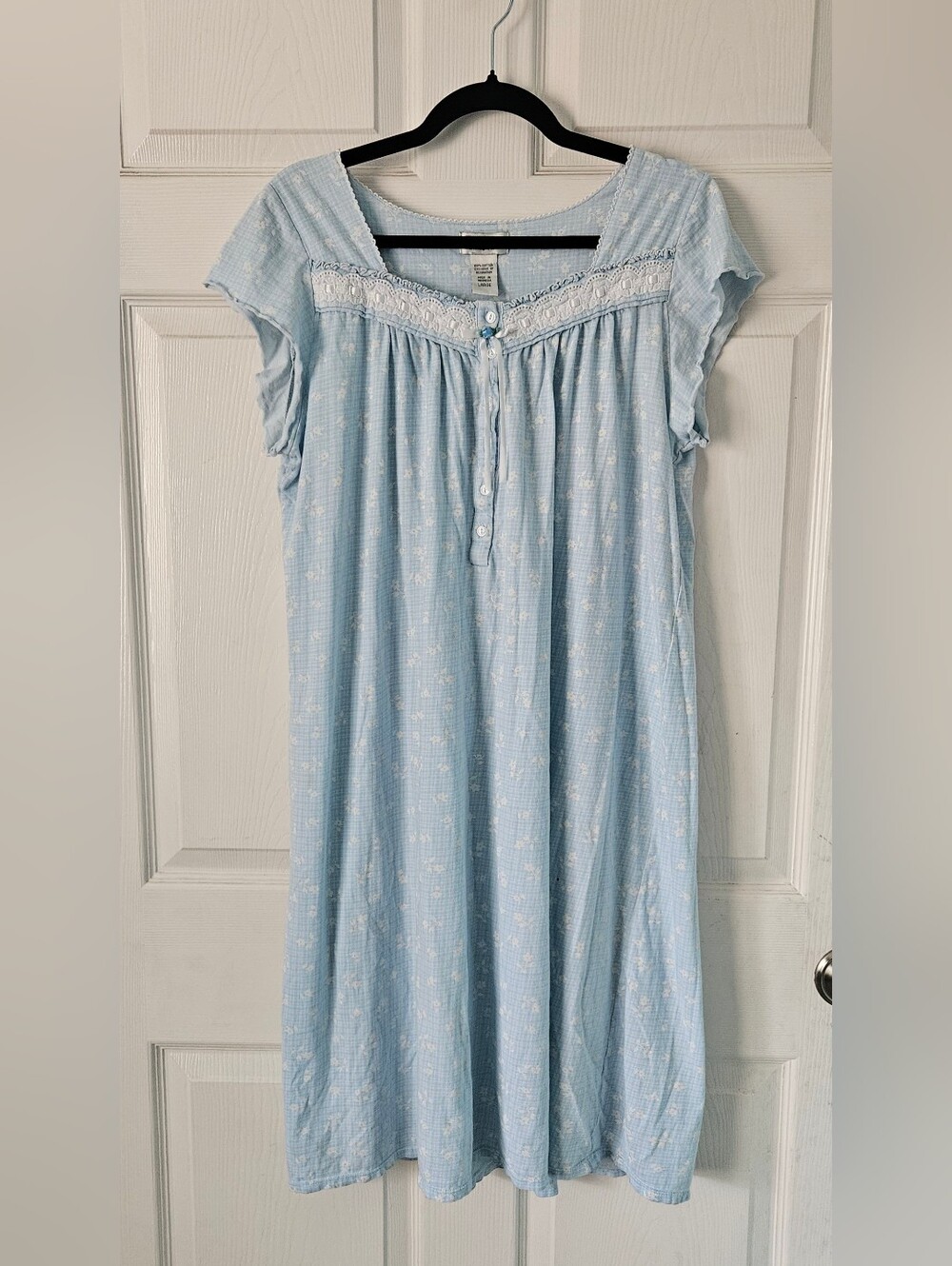 Y2K Cottagecore Ditsy Floral Eyelet Lace Cotton Nightgown Ethereal Coquette L